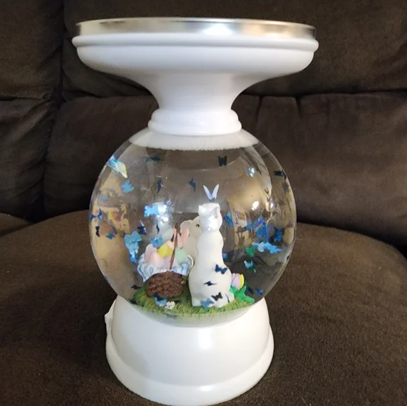 NWT Charming BATH& Body WORKS Bunny RABBIT WITH BUTTERFLIES 3 WICK Candle HOLDER